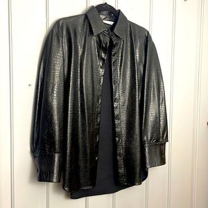 Zara Women’s faux leather button down shirt